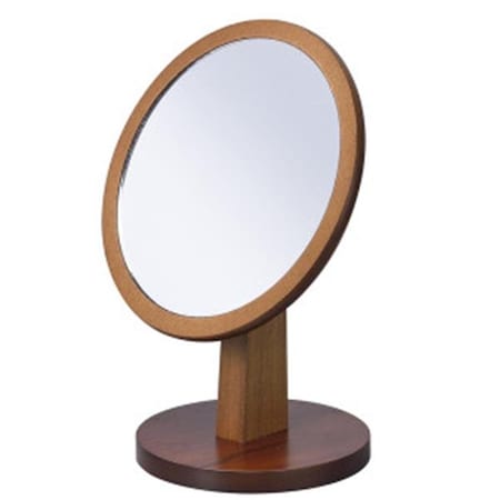Ore Furniture Ore Furniture SUN-1 9.5 in. Round Walnut Mirror on a Pedestal SUN-1